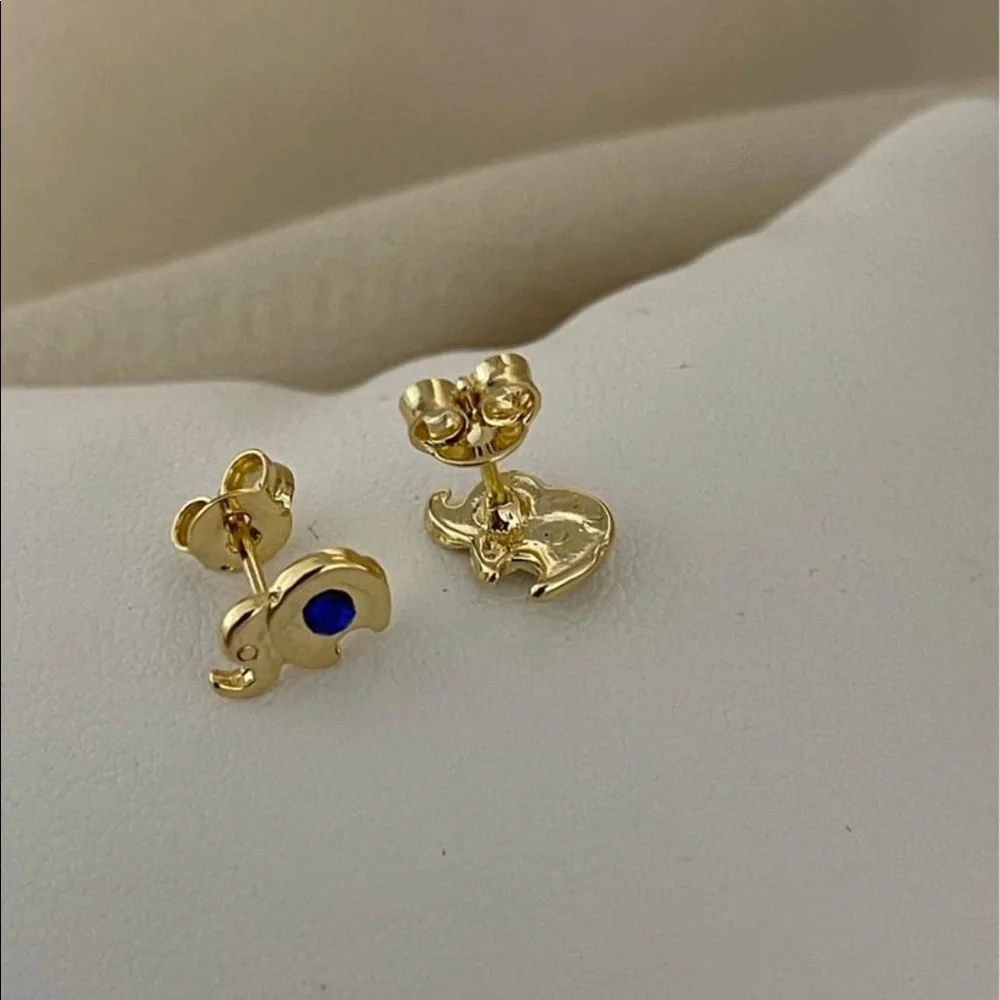 18k Gold Filled CZ Elephant Stud Earrings